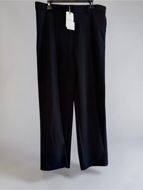 Fashion Space Classic Black Wide-Leg Trousers Size XXL *FLAWED*